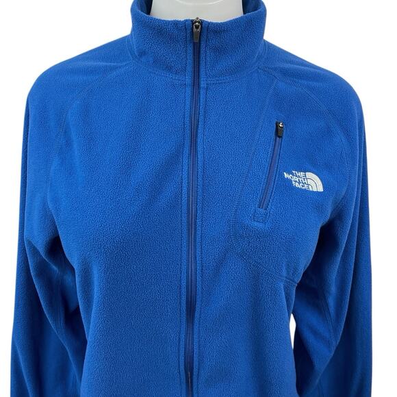 The North Face Women's Blue Fleece Zip Up High Neck Thumbholes Bomber Jacket S - Picture 3 of 6